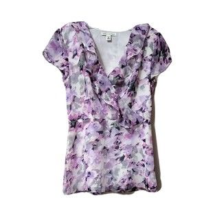 Banana Republic Womens Size 0 Petite V-Neck Short Sleeve Blouse Top Shirt Career